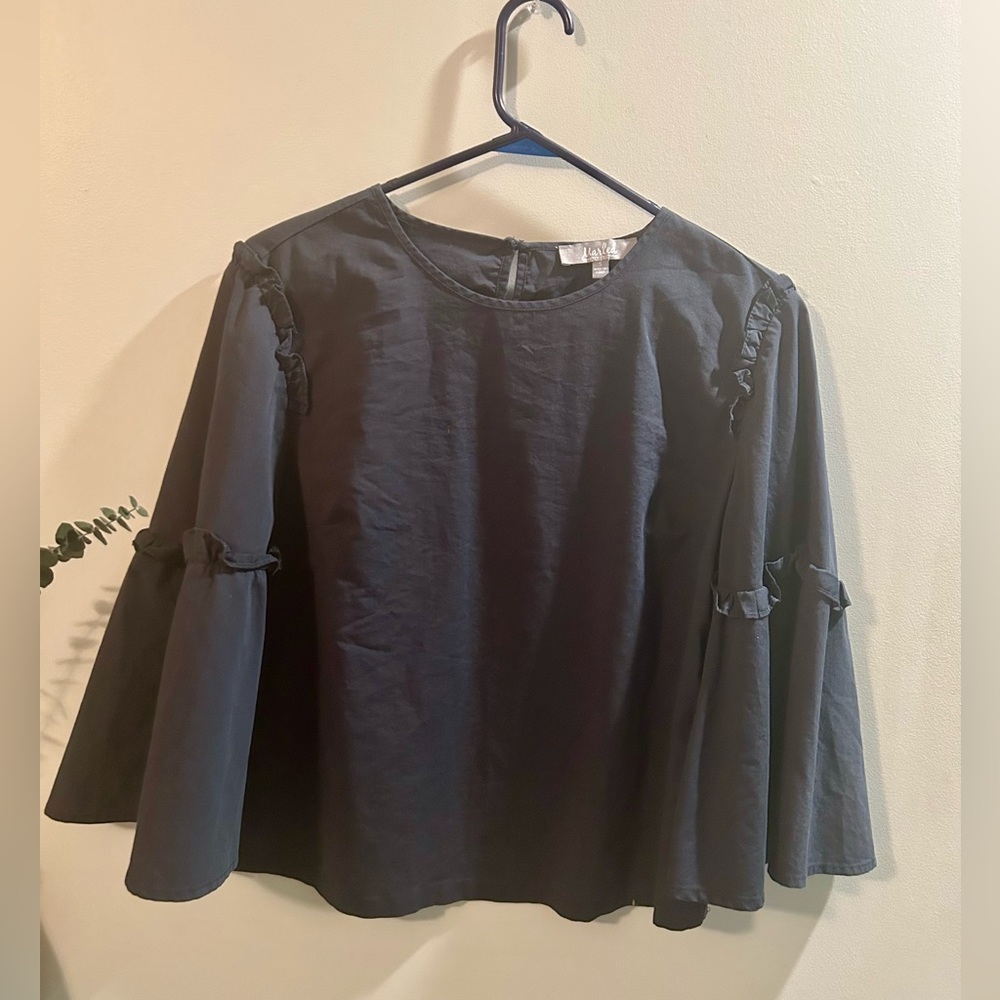 Marled by Reunited 3/4 length bell sleeves blouse navy blue